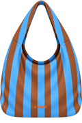 The Brown and Blue Stripe Wander Hobo Waterproof Bag