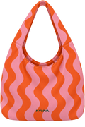 The Orange and Pink Sunset Wave Wander Hobo Waterproof Bag
