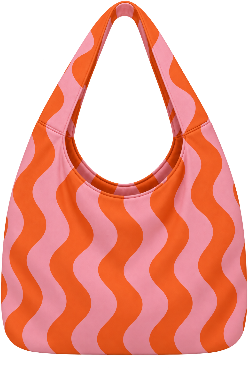 The Orange and Pink Sunset Wave Wander Hobo Waterproof Bag