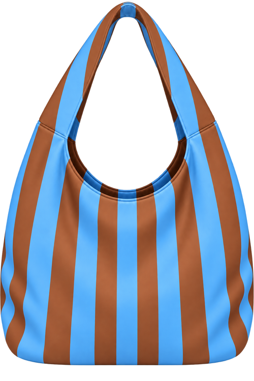 The Brown and Blue Stripe Wander Hobo Waterproof Bag
