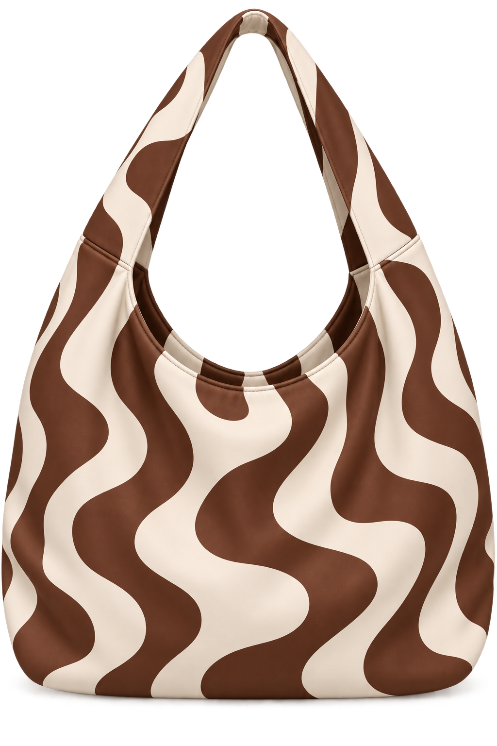 Back view of KYNVA Brown and Cream Wander waterproof oversized hobo shoulder bag