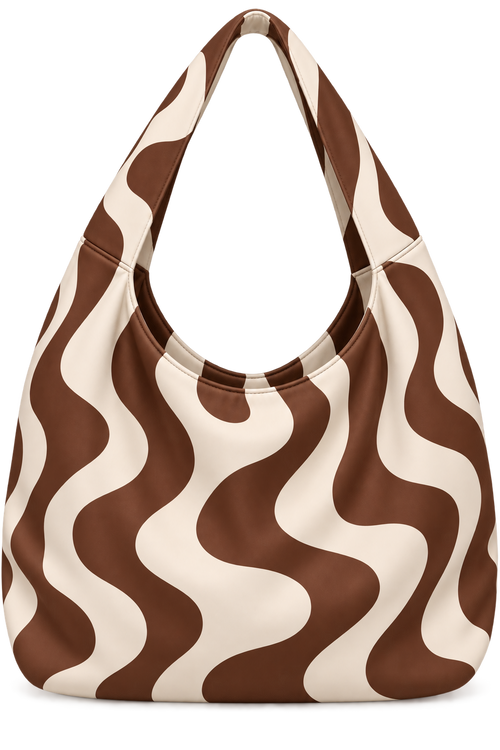 Back view of KYNVA Brown and Cream Wander waterproof oversized hobo shoulder bag