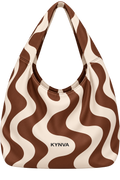 KYNVA Brown and Cream Wander waterproof oversized hobo shoulder bag – front view