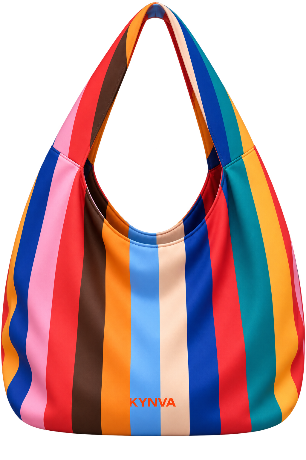 KYNVA Rainbow Stripe Wander waterproof oversized hobo shoulder bag – front view
