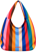 KYNVA Rainbow Stripe Wander waterproof oversized hobo shoulder bag – front view