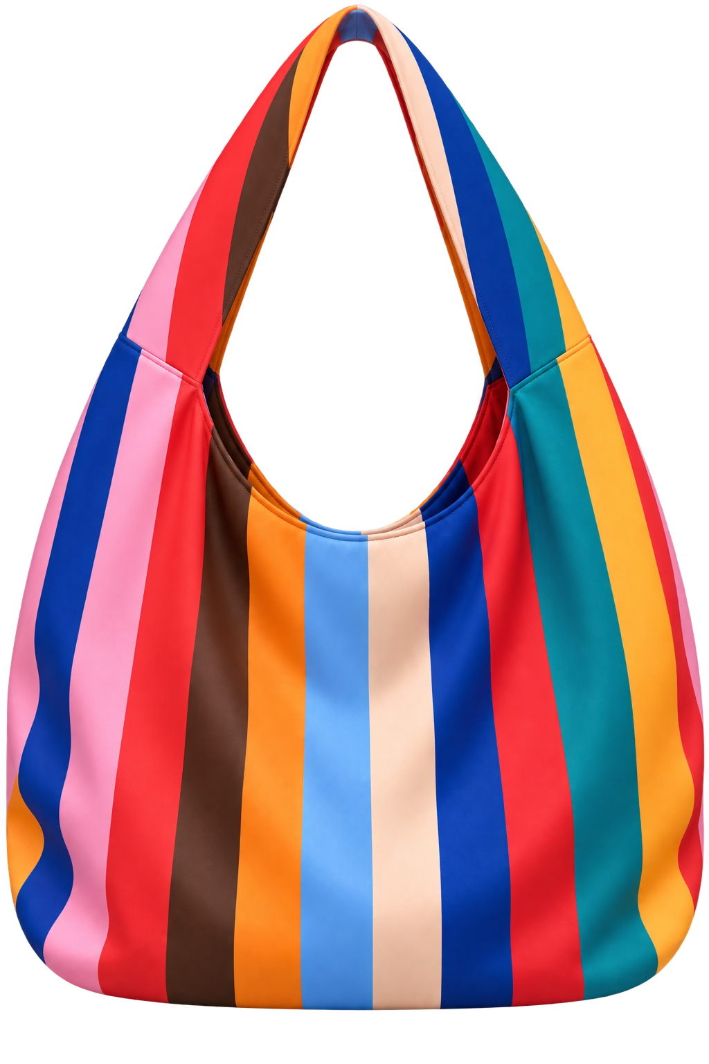 Back view of KYNVA Rainbow Stripe Wander waterproof oversized hobo shoulder bag