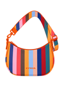 KYNVA rainbow stripe waterproof crossbody bag with adjustable strap, front view